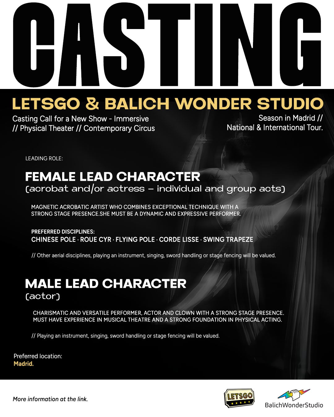 AUDITION CALL FOR A NEW SHOW – IMMERSIVE / PHYSICAL THEATER / CONTEMPORARY CIRCUS – MAIN ROLES – November 2025